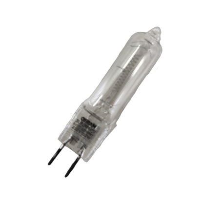 A clear glass H7RI halogen light bulb with a two-pin base, shown diagonally on a solid white background.