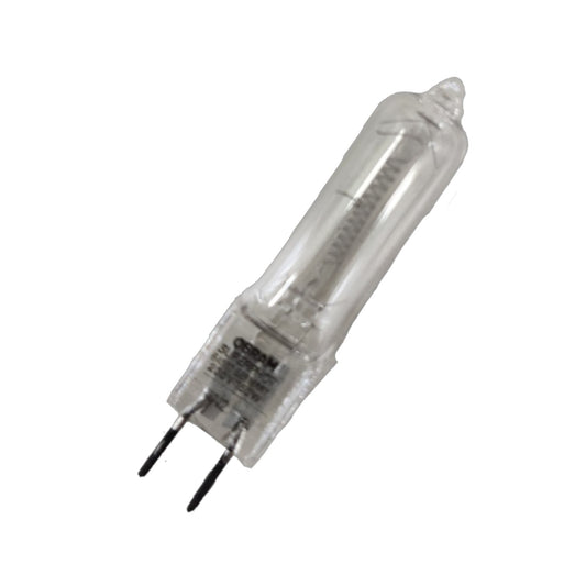 A clear glass H7RI halogen light bulb with a two-pin base, shown diagonally on a solid white background.
