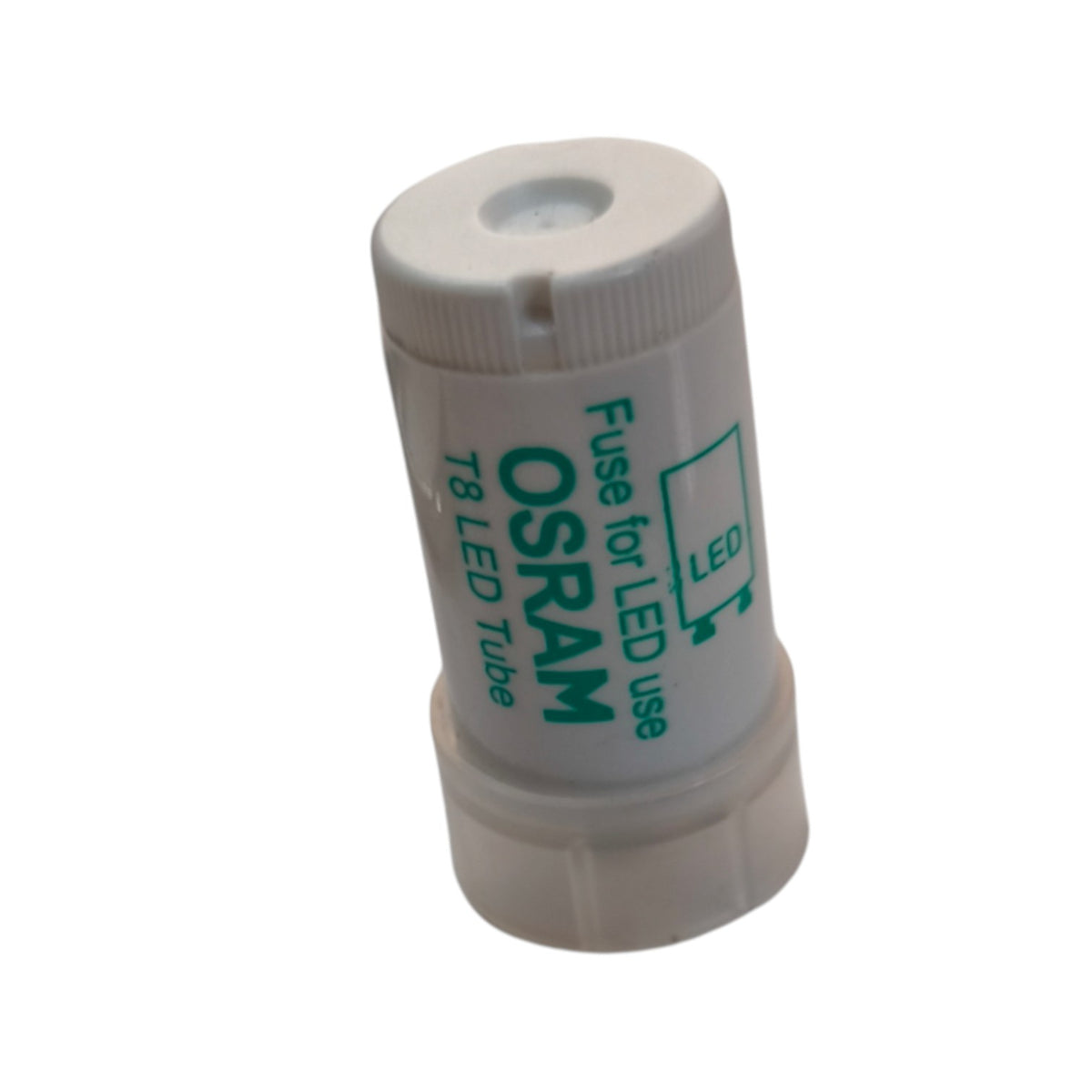 A white cylindrical plastic replacement fuse for OSRAM 78 LED tubes, designed for use with LED strips, featuring green printed text and a small LED icon on a white background.