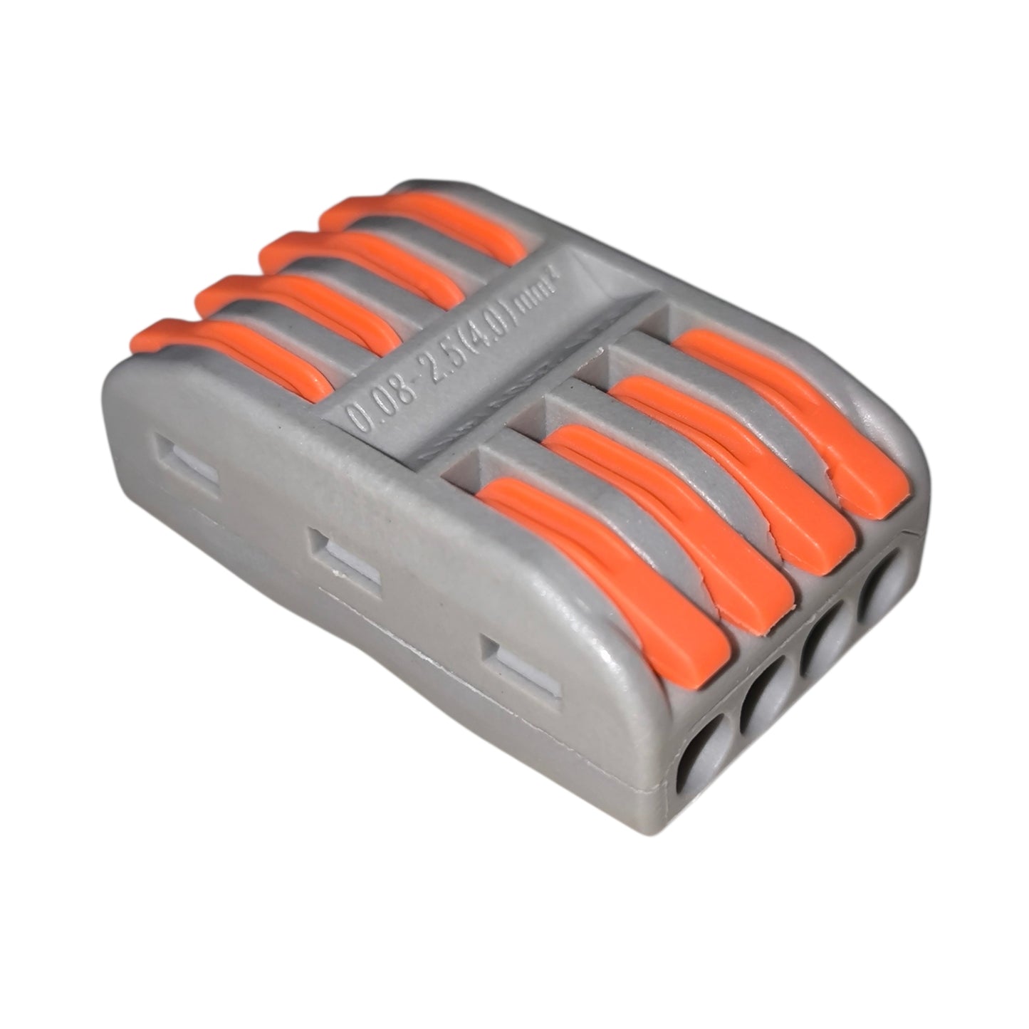 Gray and orange plastic component on a white background