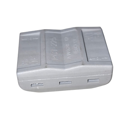 Gray plastic electrical junction box on a white background