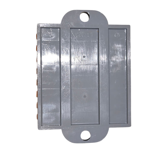 Metallic rectangular object with rounded edges on a white background