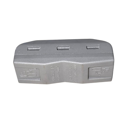 Gray plastic container with multiple slots on a white background