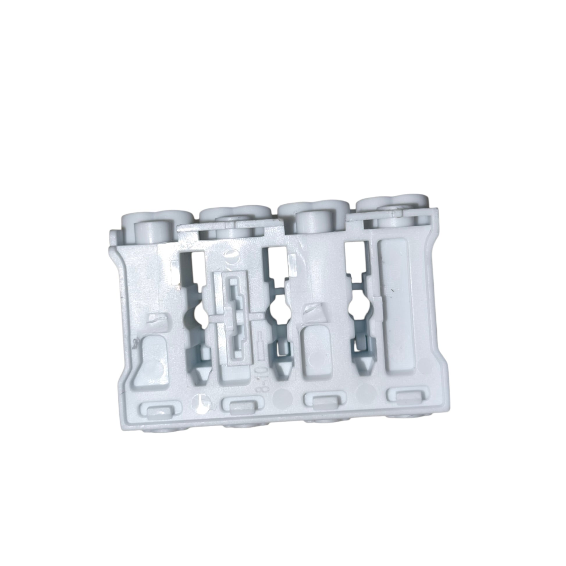 White plastic component on a white background