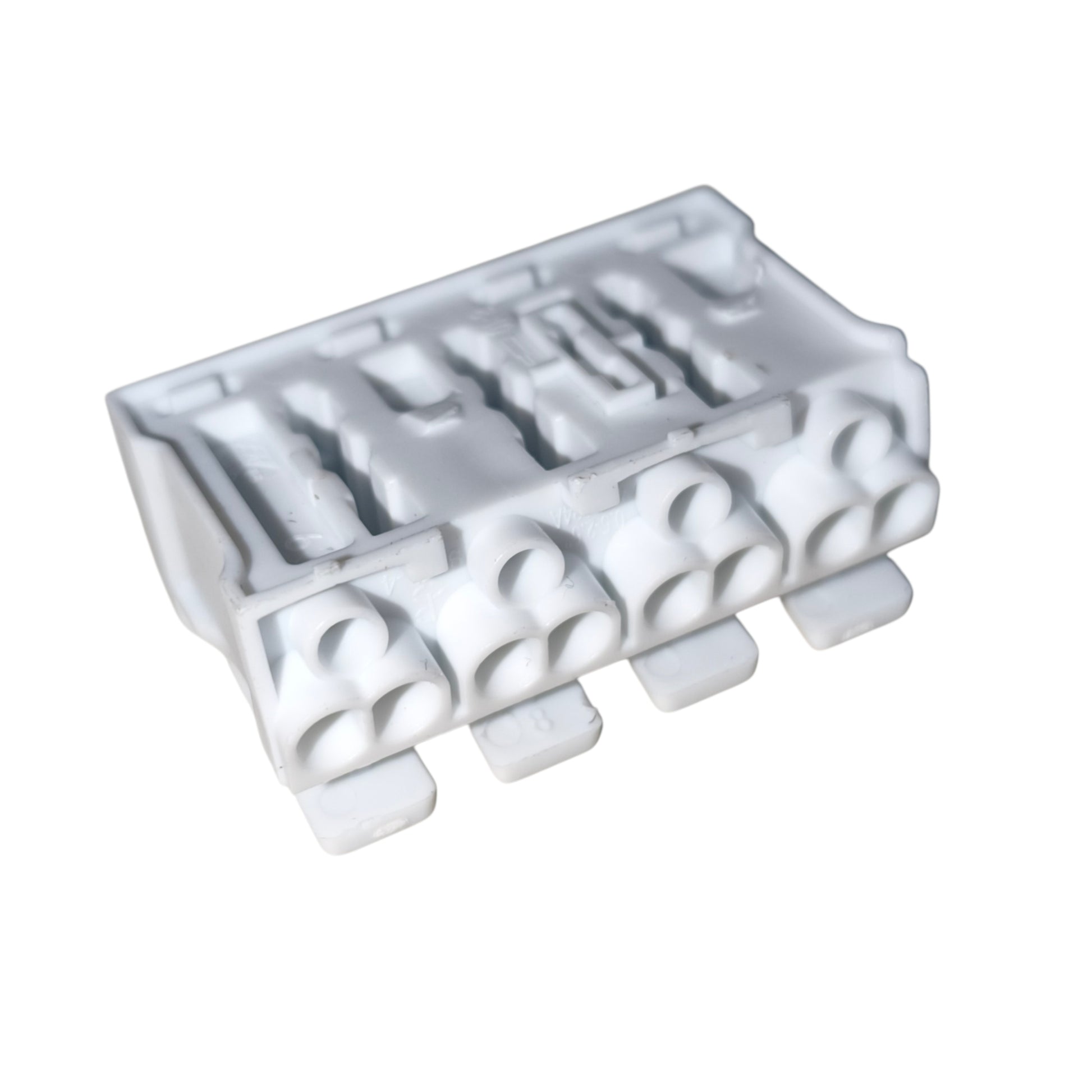 White plastic component on a white background