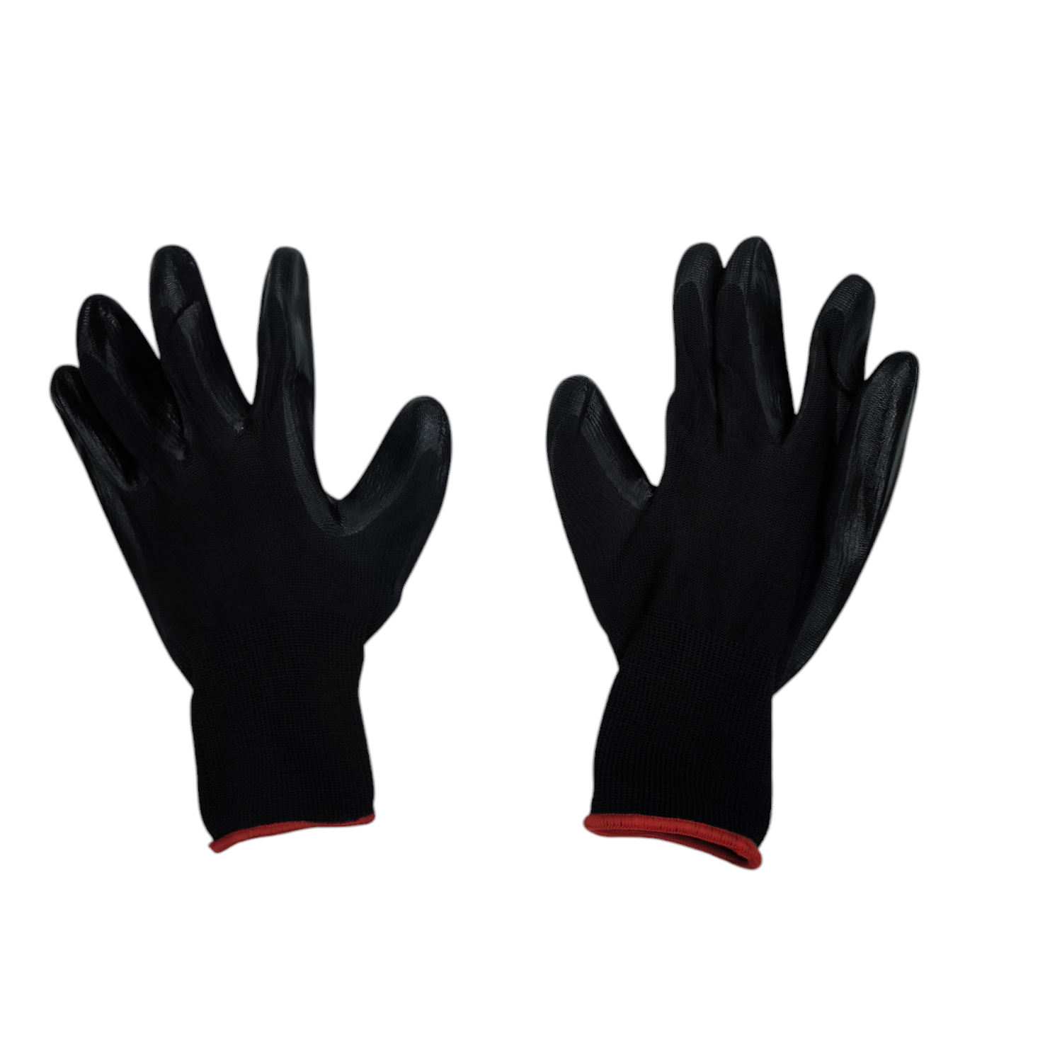 Pair of black gloves with red trim on a white background Pair Insulated Short Sleeve Gloves Spandex with Rubber Coated Palm Side Electx Electrical Supply