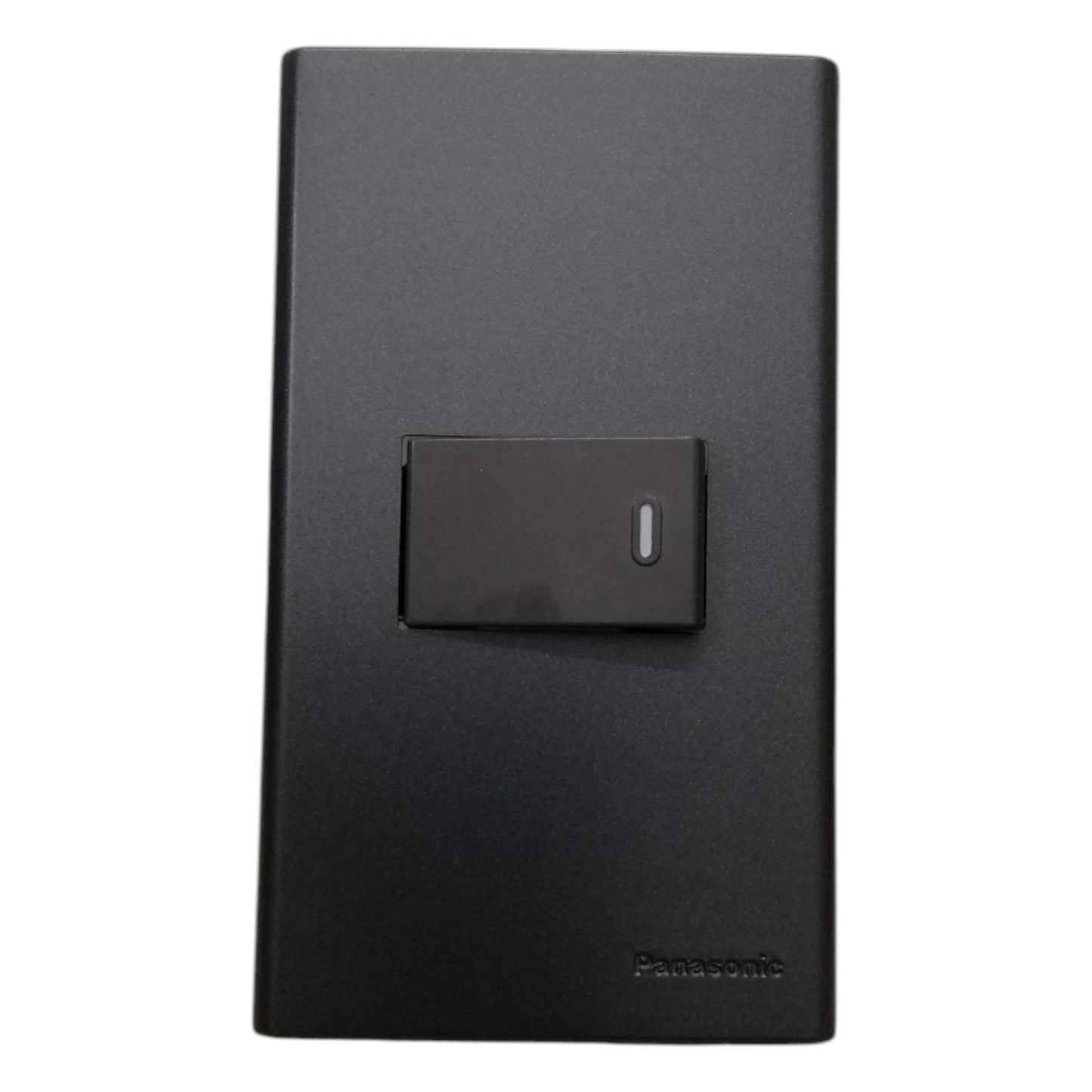 Panasonic 1-Gang 1 Way Switch Gray 16A 250V with Wide Color Refina Series Metallic Black Plate Cover WEG6801MB-1/WEG5001HK-5