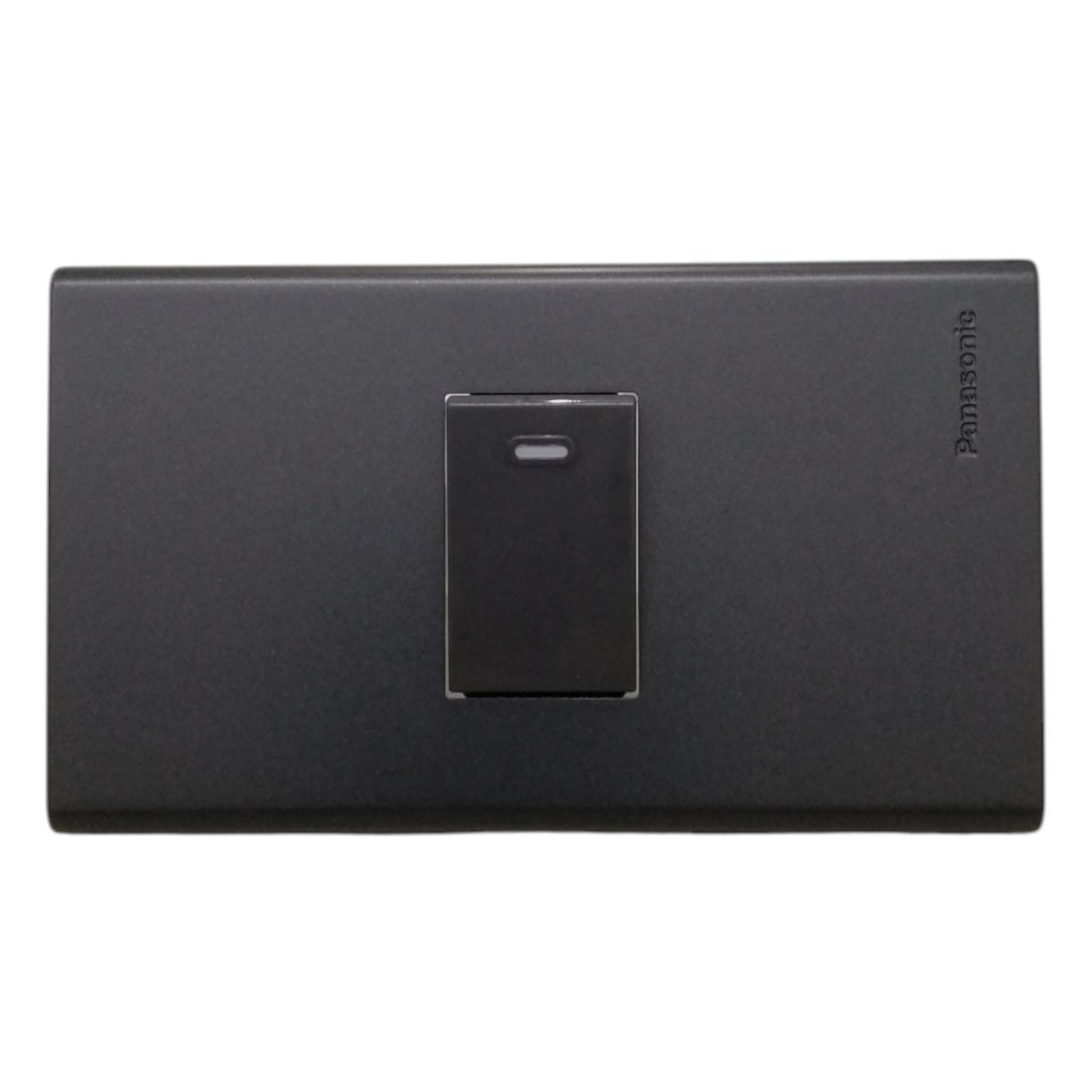 Panasonic 1-Gang 1 Way Switch Gray 16A 250V with Wide Color Refina Series Metallic Black Plate Cover WEG6801MB-1/WEG5001HK-5