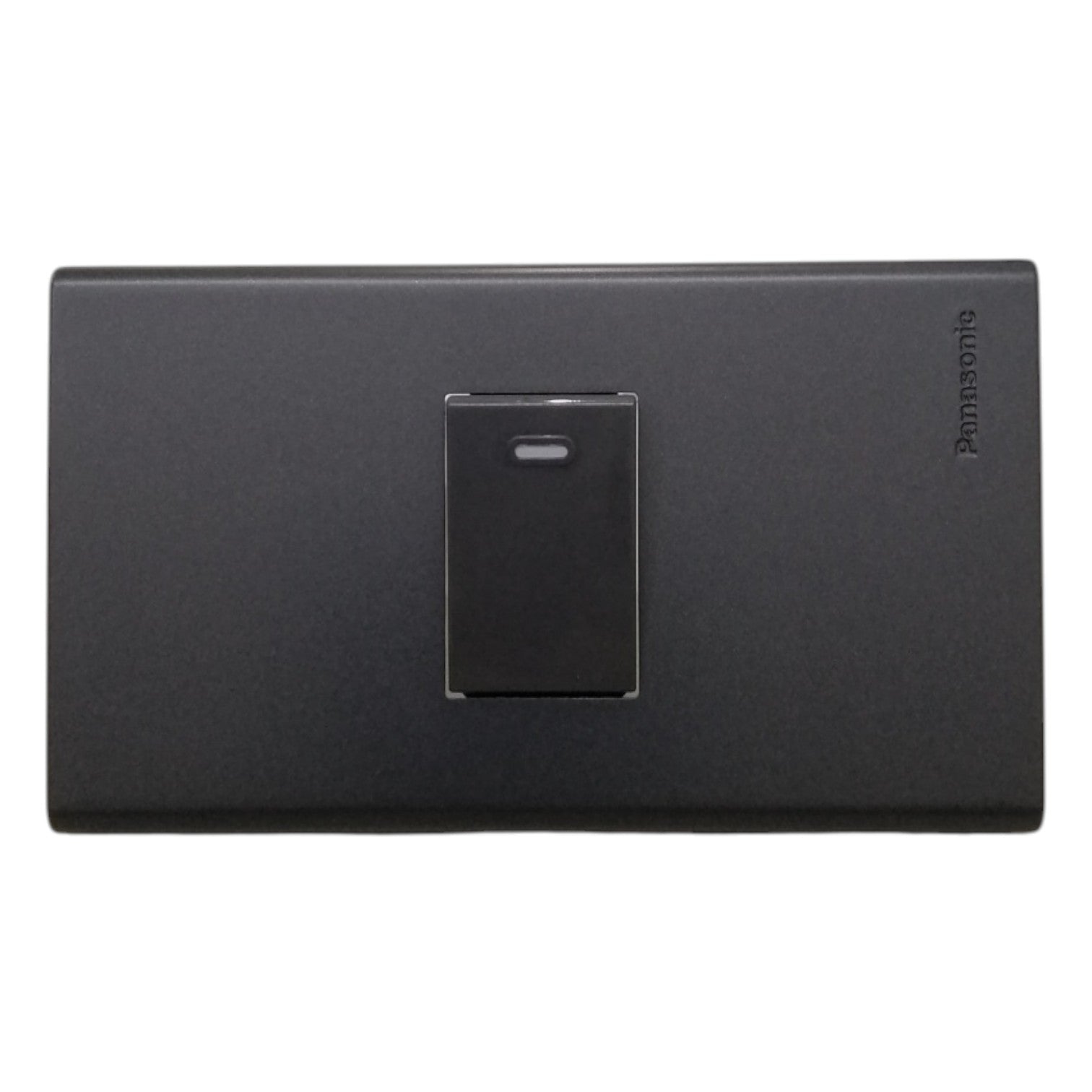 Panasonic 1-Gang 1 Way Switch Gray 16A 250V with Wide Color Refina Series Metallic Black Plate Cover WEG6801MB-1/WEG5001HK-5