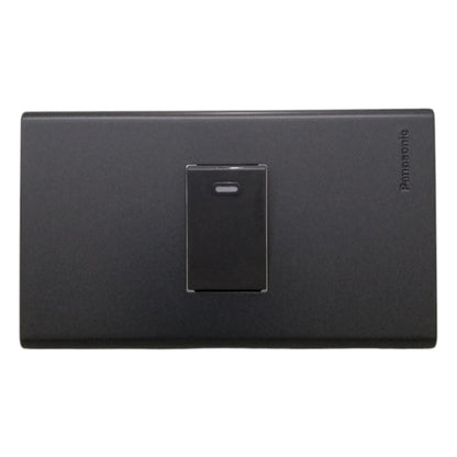 Panasonic 1-Gang 1 Way Switch Gray 16A 250V with Wide Color Refina Series Metallic Black Plate Cover WEG6801MB-1/WEG5001HK-5