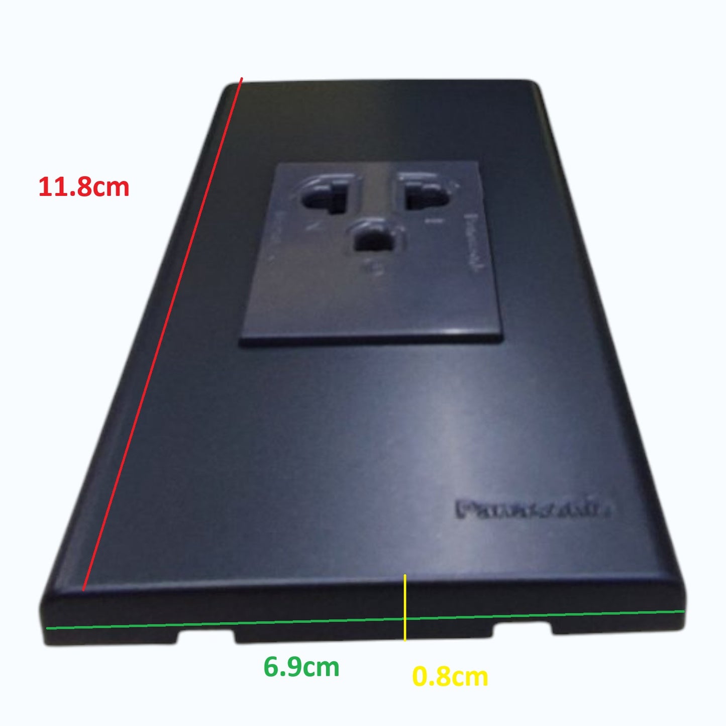 Panasonic 1-Gang Grounding Universal Outlet with Safety Shutter 16A, 250V AC  Gray with Metallic Black Plate