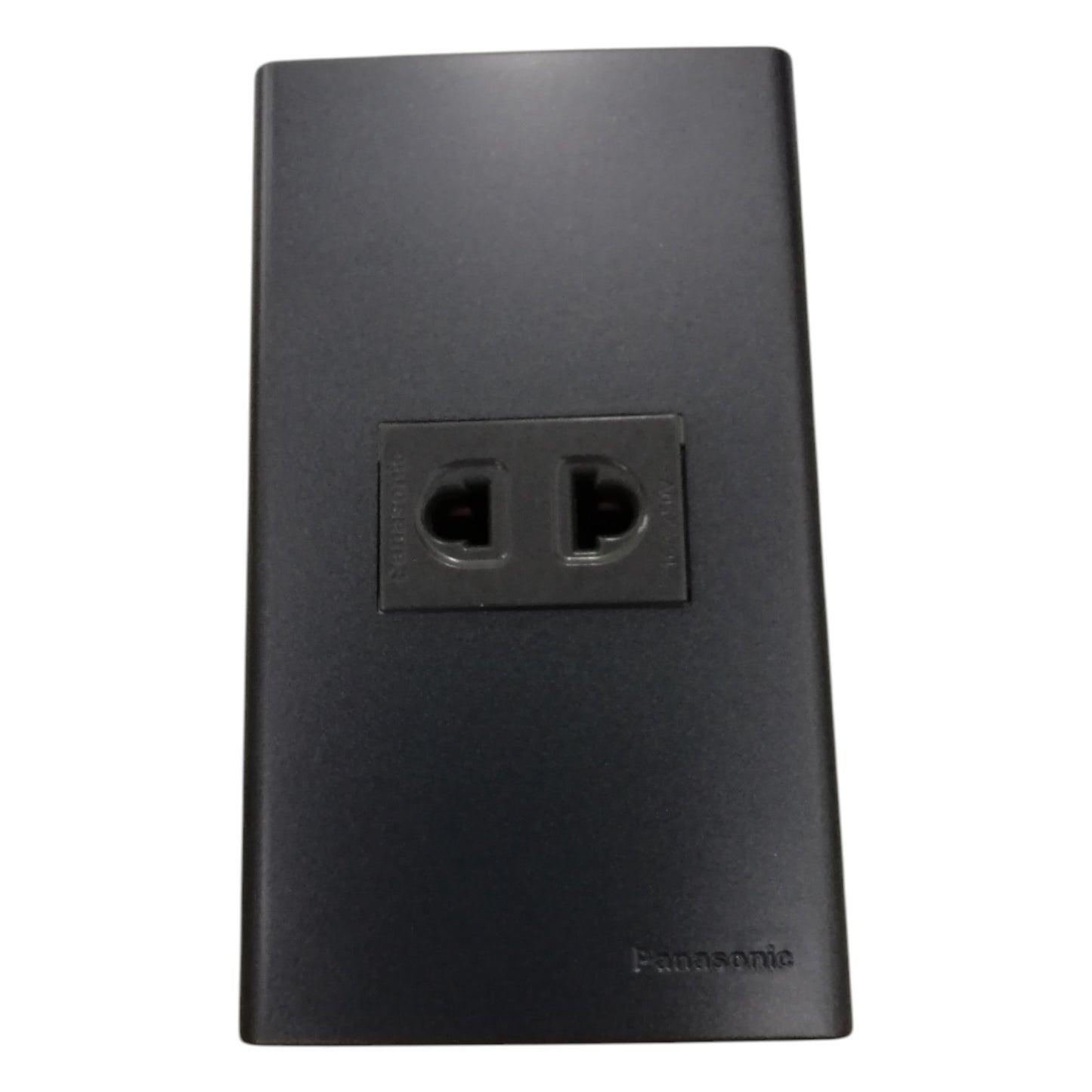 Panasonic 1-Gang  Universal Outlet Gray 16A 250V with Wide Color Refina Series Metallic Black Plate Cover WEG6801MB-1/WEG10919H-5