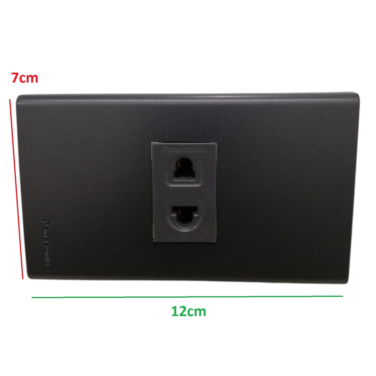 Panasonic 1-Gang  Universal Outlet Gray 16A 250V with Wide Color Refina Series Metallic Black Plate Cover WEG6801MB-1/WEG10919H-5
