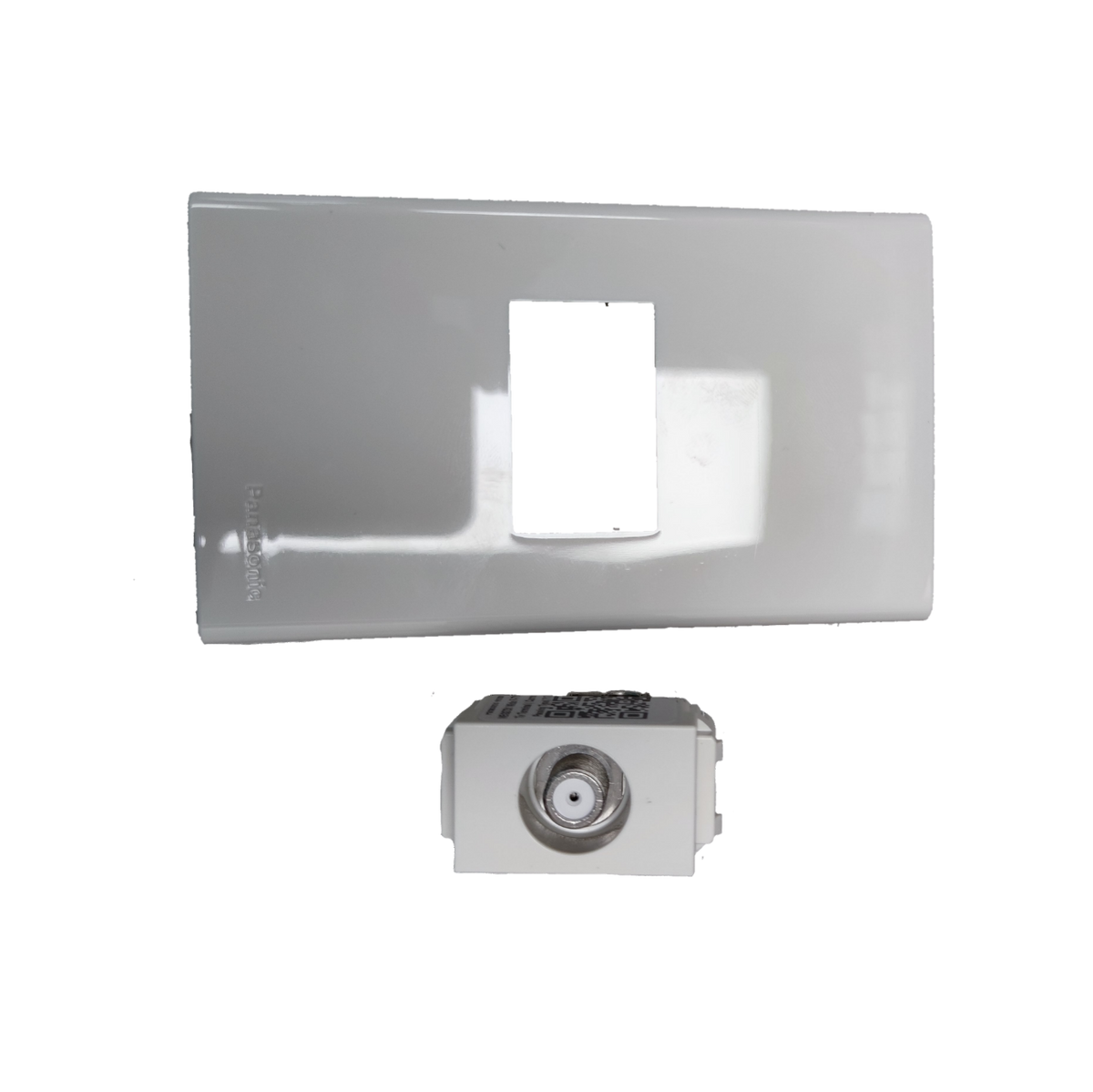 Panasonic 1 Gang F Type Television Terminal with white wall plate for cable TV connection