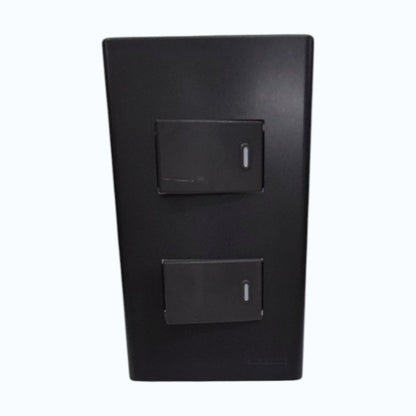 Panasonic 2-Gang 1 Way Swiitch Gray 16A 250V with Wide Color Refina Series Metallic Black Plate Cover WEG6803MB-1/2XWEG5001HK-5