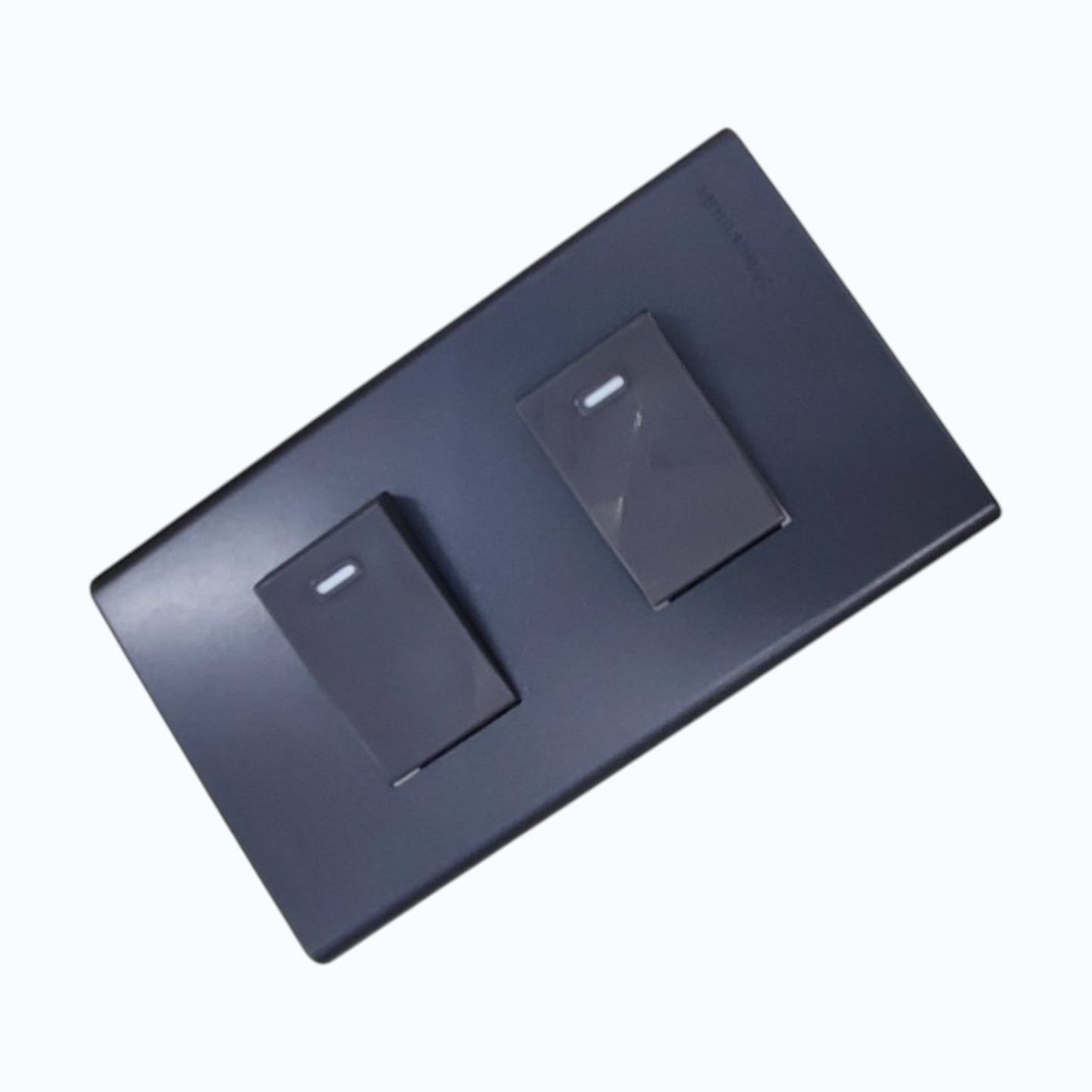 Panasonic 2-Gang 1 Way Swiitch Gray 16A 250V with Wide Color Refina Series Metallic Black Plate Cover WEG6803MB-1/2XWEG5001HK-5