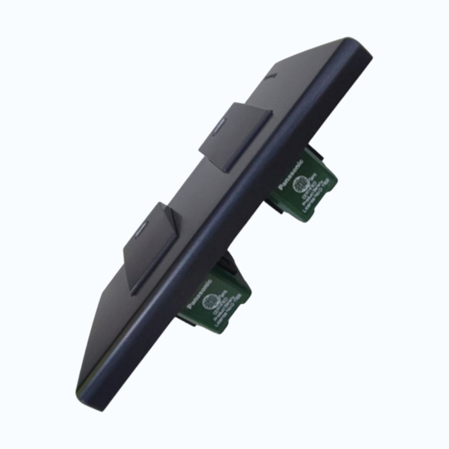 Panasonic 2-Gang 1 Way Swiitch Gray 16A 250V with Wide Color Refina Series Metallic Black Plate Cover WEG6803MB-1/2XWEG5001HK-5