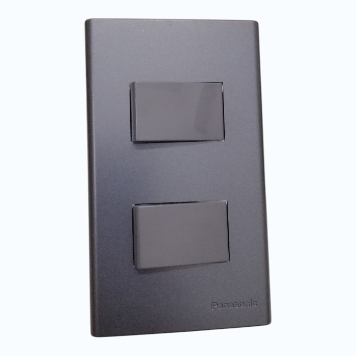 Panasonic 2-Gang 3 Way Swiitch Gray 16A 250V with Wide Color Refina Series Metallic Black Plate Cover WEG6803MB-1/2XWEG5002HK-5