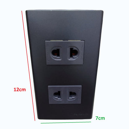 Panasonic 2-Gang Universal Outlet Gray 16A 250V with Wide Color Refina Series Metallic Black Plate Cover WEG6803MB-1/2XWEG10919H-5