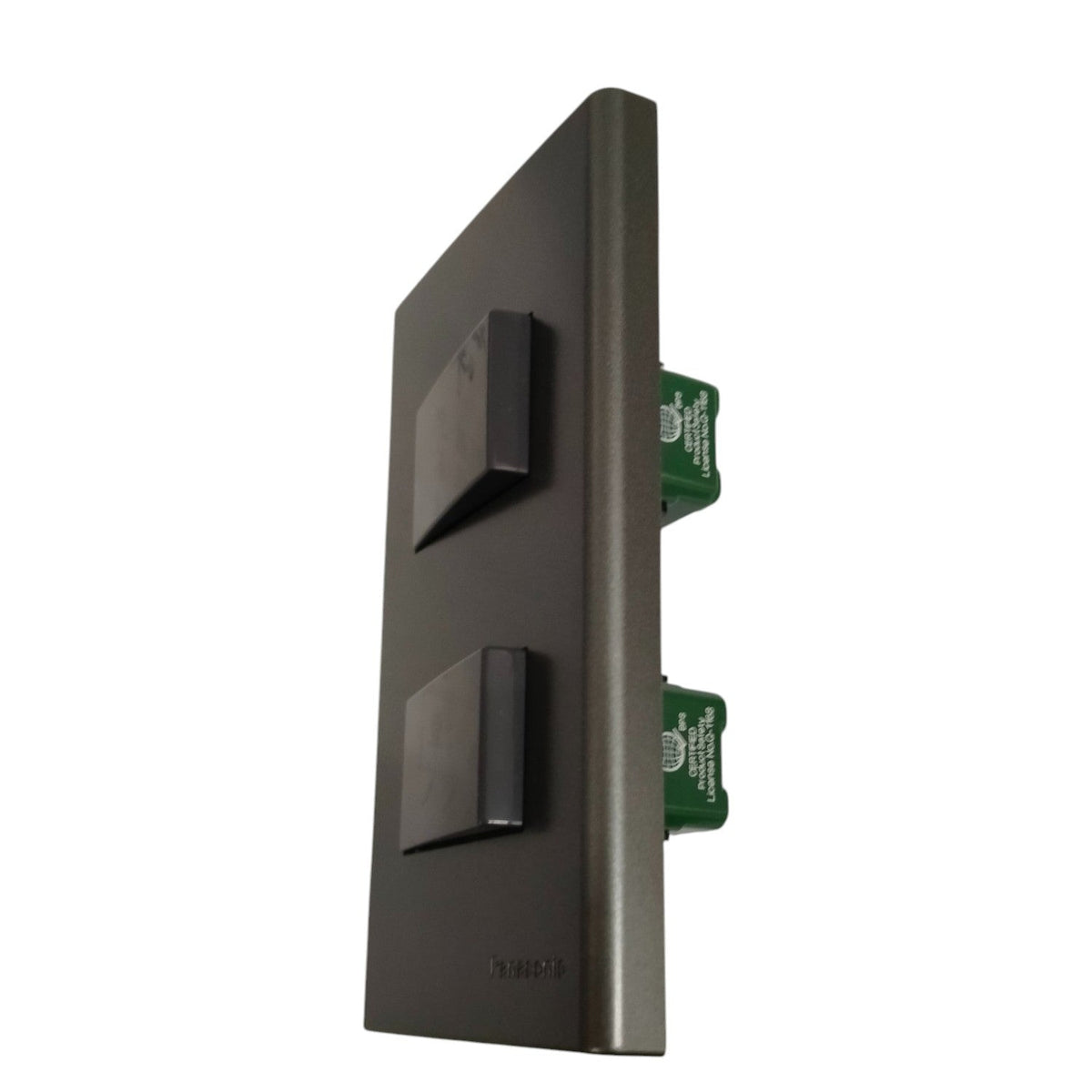 Panasonic 2 gang 4 way switch in black with sleek modern design for wall mounting