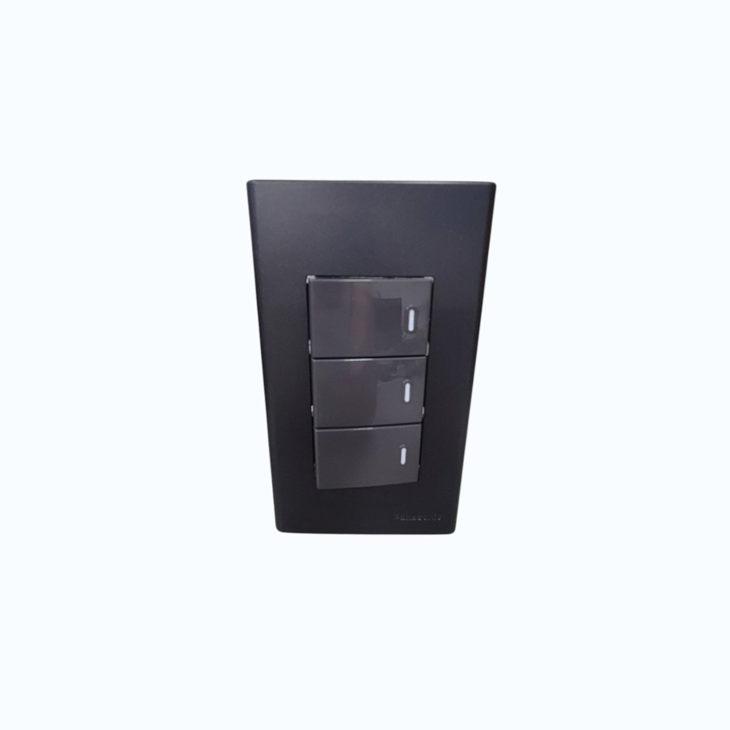 Panasonic 3-Gang 1 Way Swiitch Gray 16A 250V with Wide Color Refina Series Metallic Black Plate Cover WEG6803MB-1/3XWEG5001HK-5