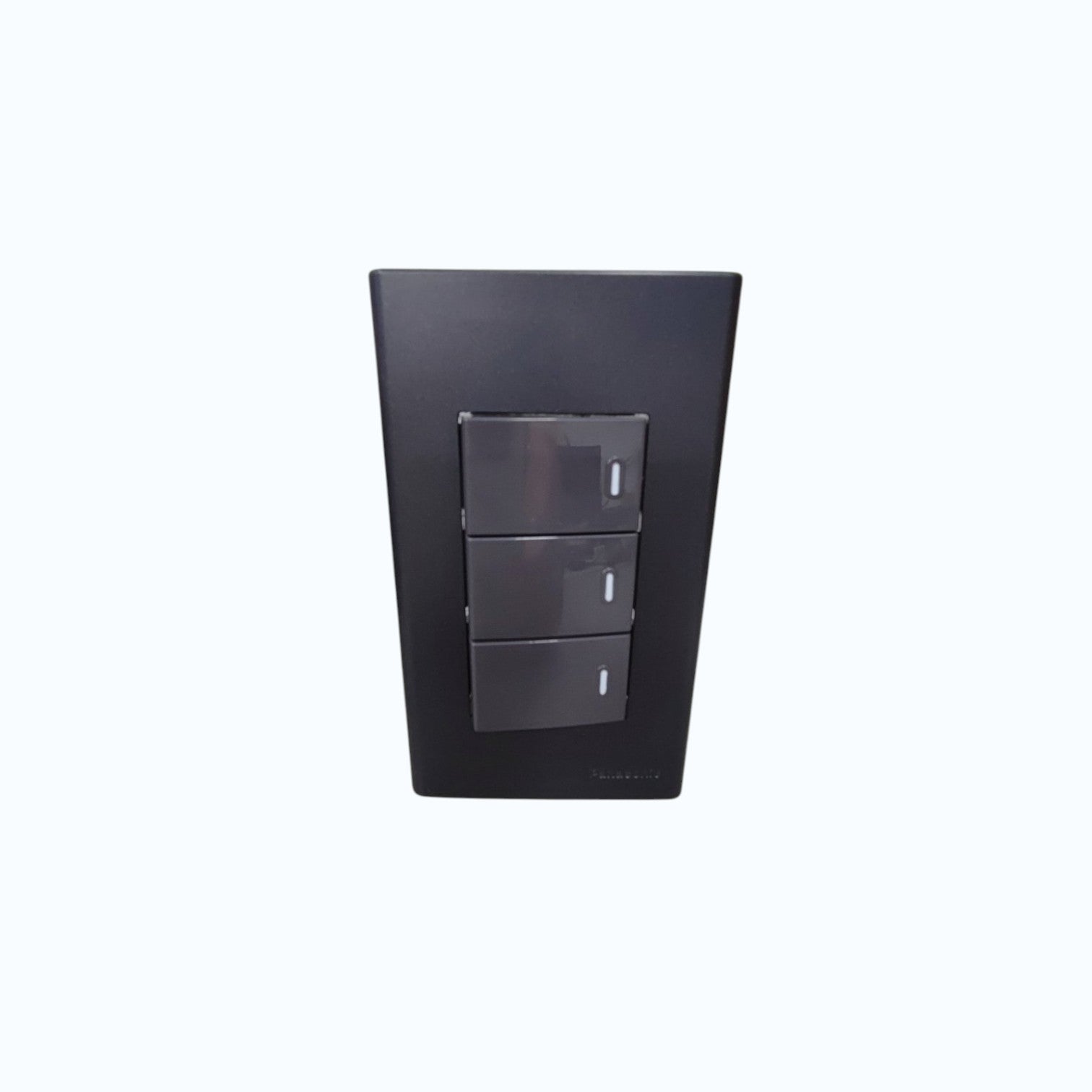 Panasonic 3-Gang 1 Way Swiitch Gray 16A 250V with Wide Color Refina Series Metallic Black Plate Cover WEG6803MB-1/3XWEG5001HK-5