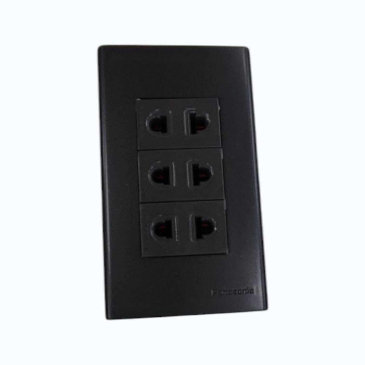 Panasonic 3-Gang Universal Outlet Gray 16A 250V with Wide Color Refina Series Metallic Black Plate Cover WEG6803MB-1/3XWEG10919H-5