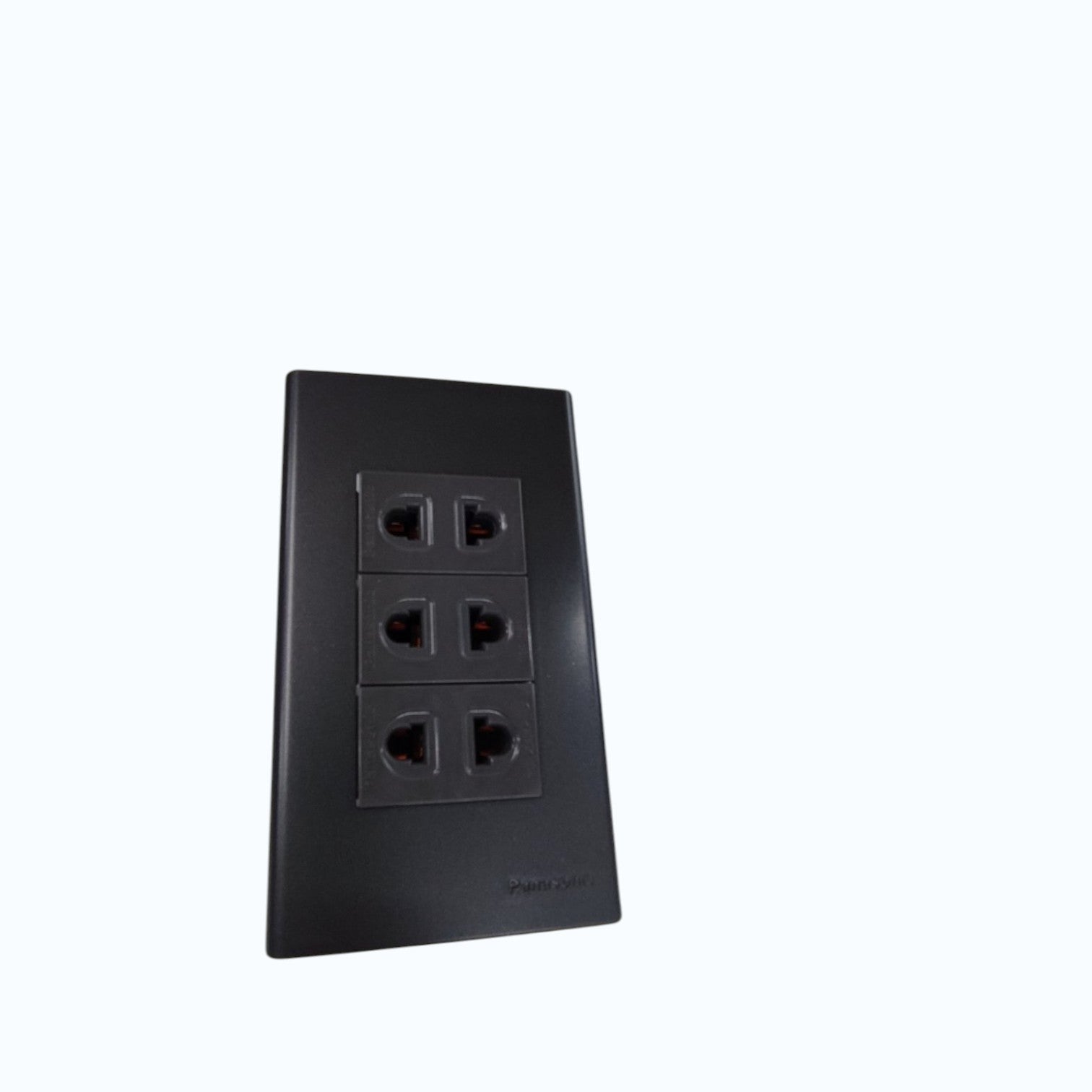 Panasonic 3-Gang Universal Outlet Gray 16A 250V with Wide Color Refina Series Metallic Black Plate Cover WEG6803MB-1/3XWEG10919H-5