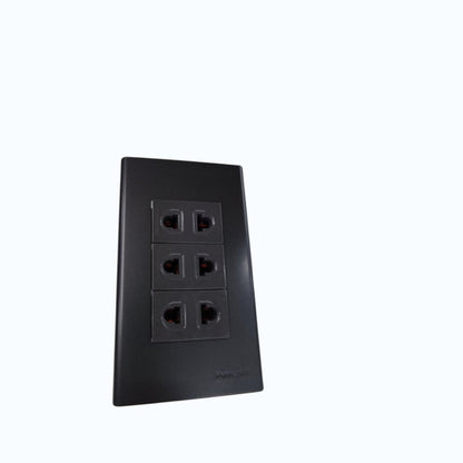 Panasonic 3-Gang Universal Outlet Gray 16A 250V with Wide Color Refina Series Metallic Black Plate Cover WEG6803MB-1/3XWEG10919H-5