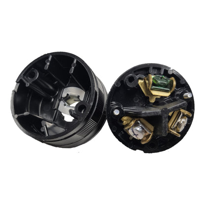 A pair of black plastic replacement vape coil tips shown from both the inside and outside views on a plain white background.