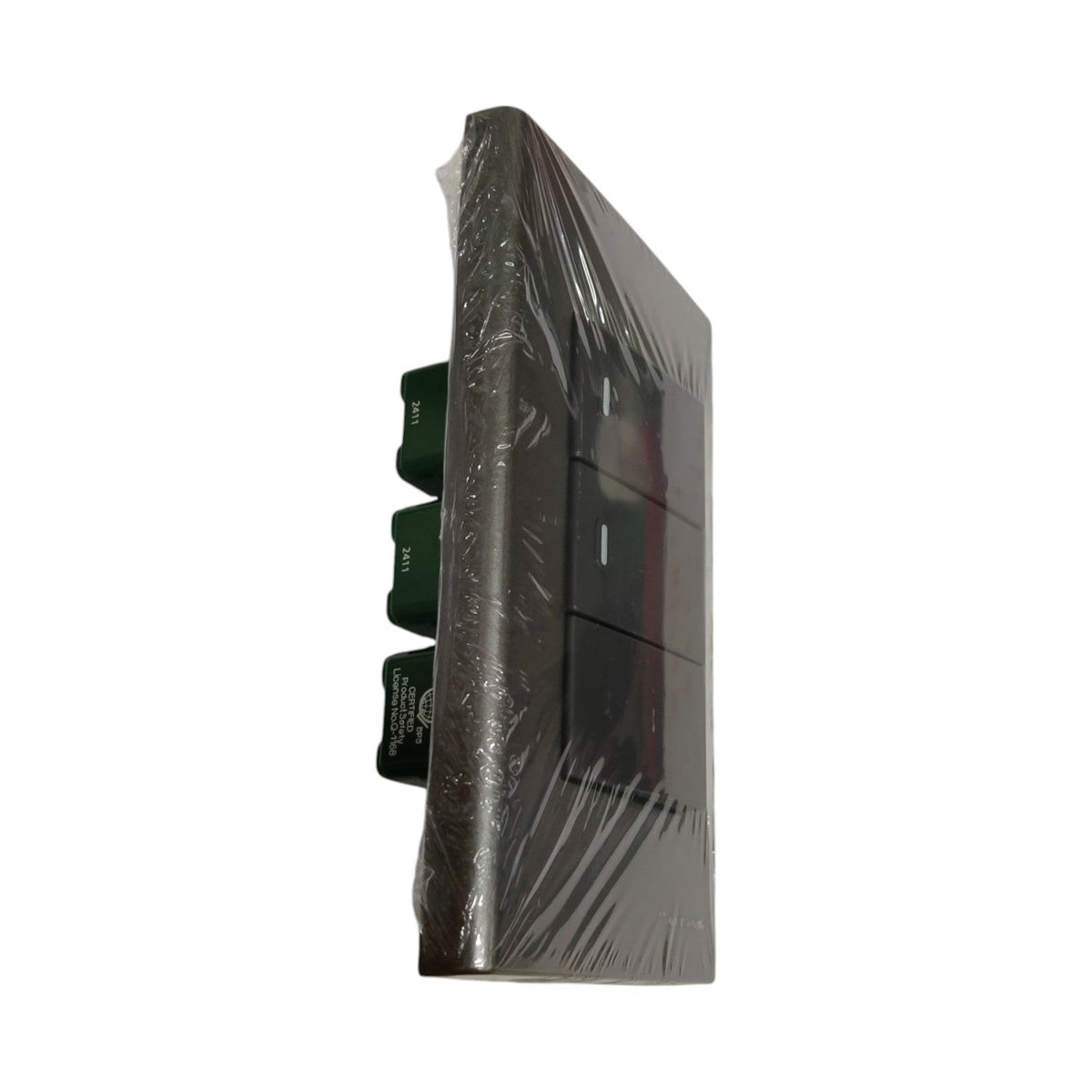 Panasonic 16A 250V metallic gray wall switch with three toggle buttons for easy control