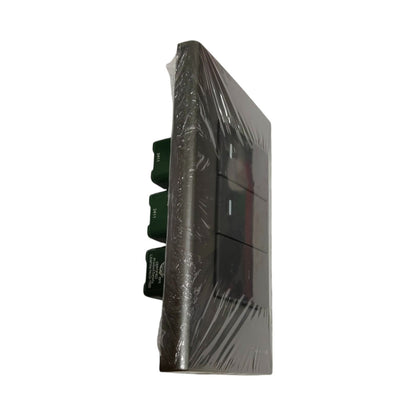 Panasonic 16A 250V metallic gray wall switch with three toggle buttons for easy control