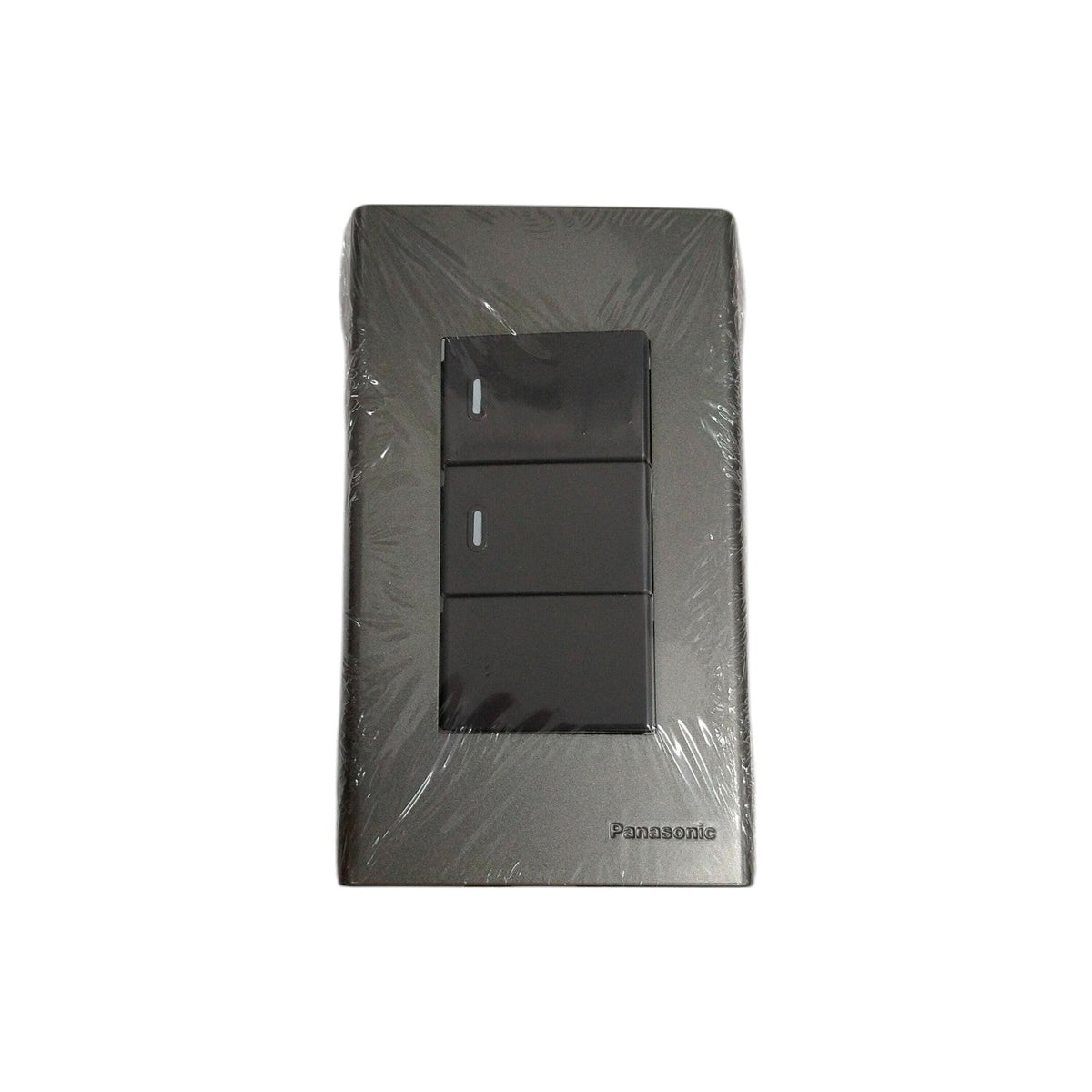 Panasonic 16A 250V metallic gray wall switch with three toggle controls for modern interiors