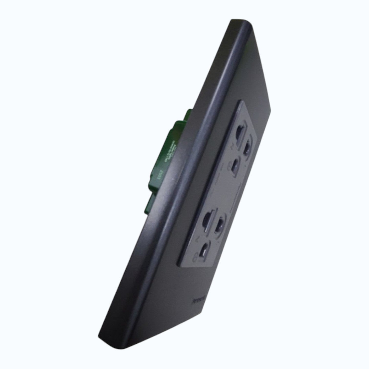 Panasonic Duplex Universal Outlet with Metallic Black Plate Cover 