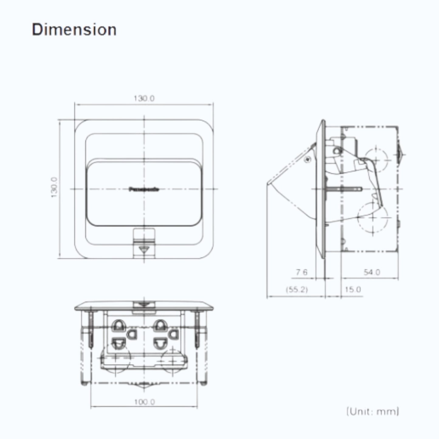 Panasonic Pop up Floor Outlet Duplex 16A 250V, Grounding Duplex Universal with Outlet Box and Box Protector