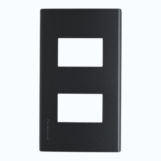 Panasonic Refina Series 2-Gang Plate 2-Device  A-Type Metallic Black