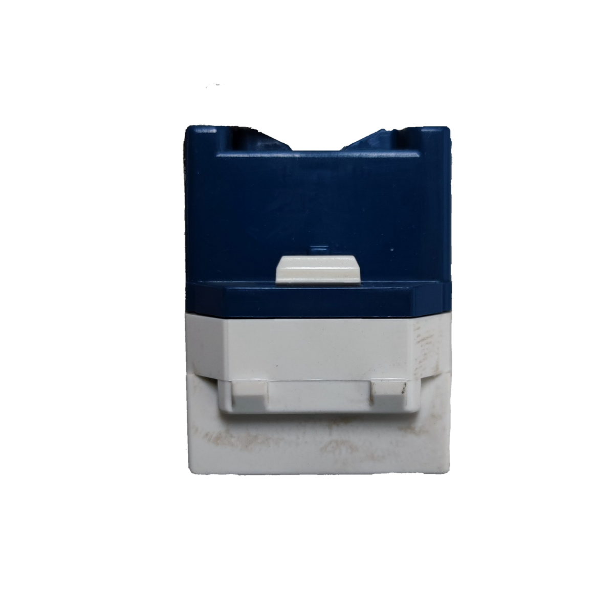 Panasonic Telephone 6P4C WEG2164 blue and white modular telephone jack insert front view for wall mounting