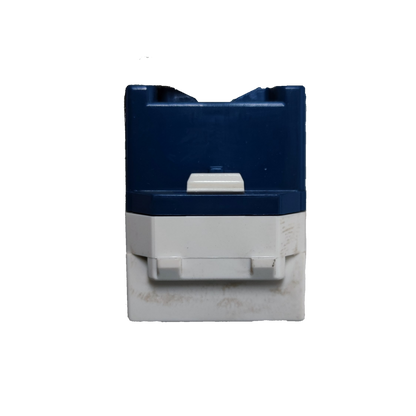 Panasonic Telephone 6P4C WEG2164 blue and white modular telephone jack insert front view for wall mounting