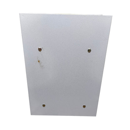 A square white textured panel or board with four metal screw holes, shown against a plain white background.