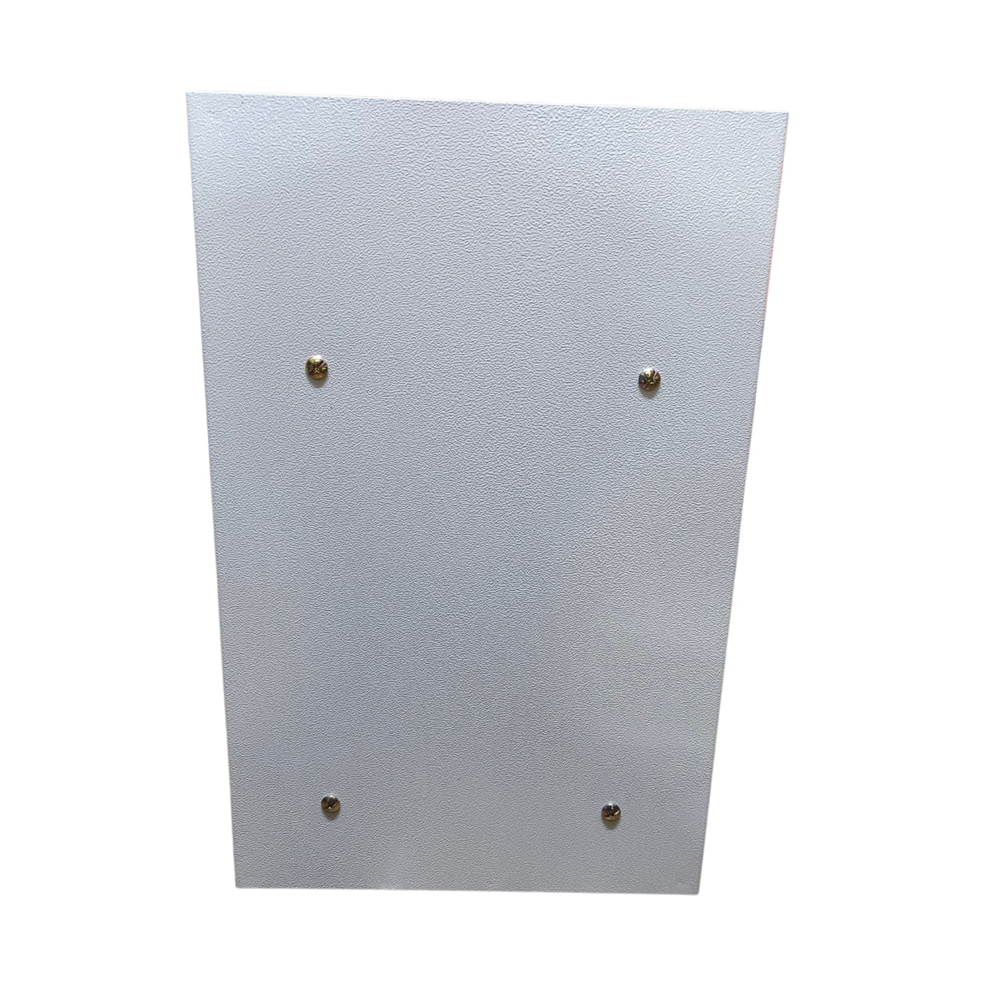 A square, textured white panel with four pre-drilled screw holes, shown against a plain white background.