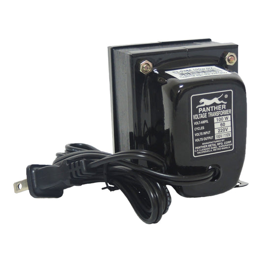 A black Panther Voltage Transformer with a power cord, shown on a plain white background.