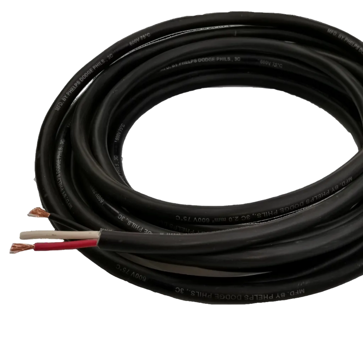 Phelps Dodge 3 core power cable 15 meters 3.5mm black electrical wire with exposed copper ends