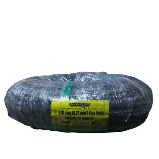 Phelps Dodge 0.75mm 3 core royal cord wire coil wrapped in clear plastic with yellow label