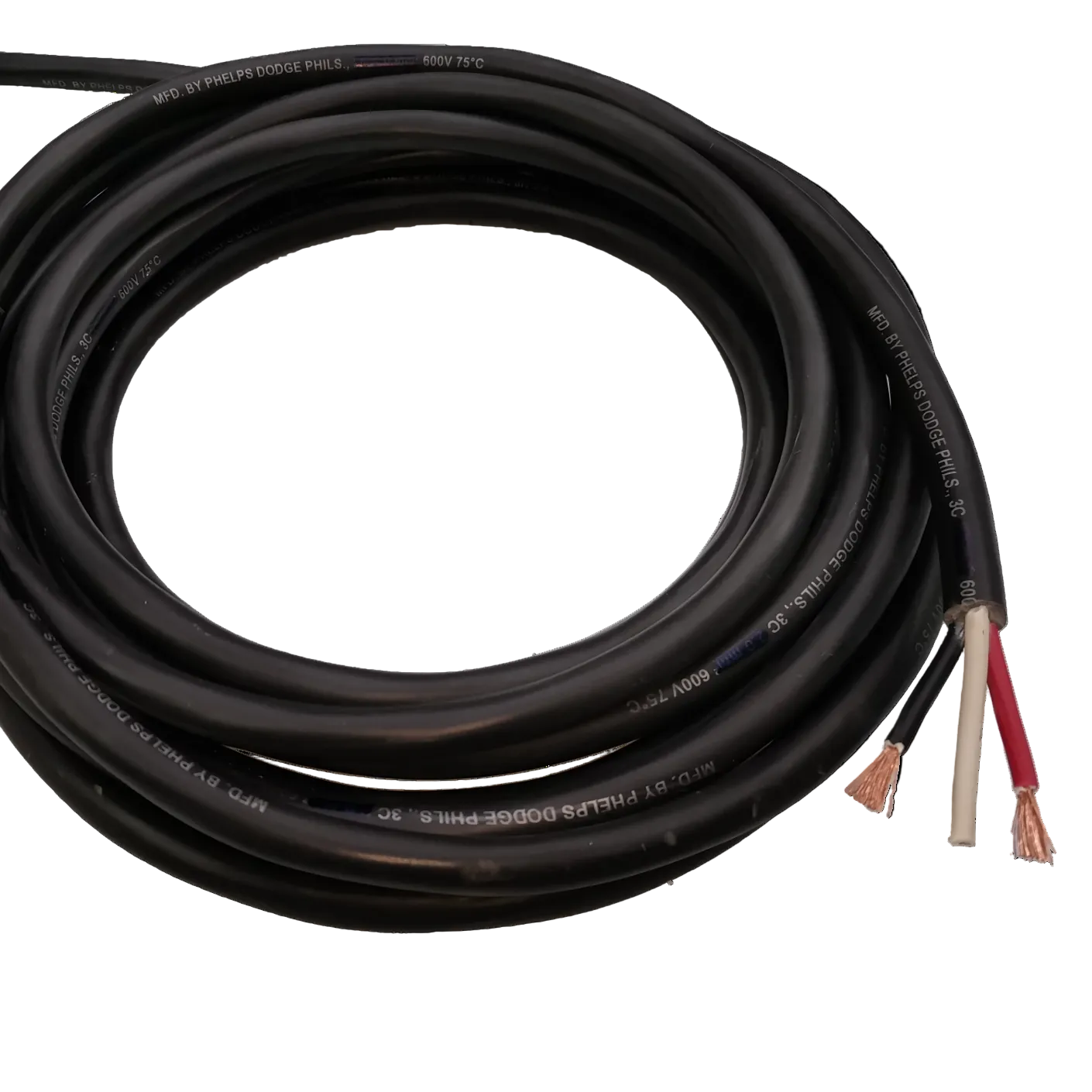 Phelps Dodge 0.75mm 3 core royal cord black electrical wire with exposed copper 