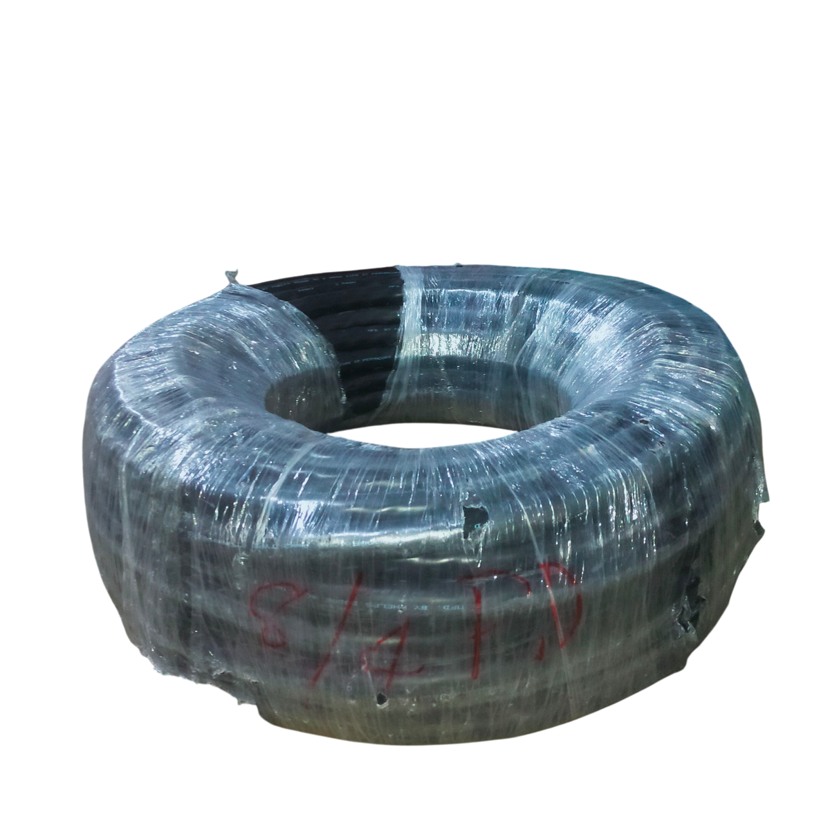 Coiled Phelps Dodge Royal Cord 8.0mm 4C wrapped in clear plastic for electrical wiring