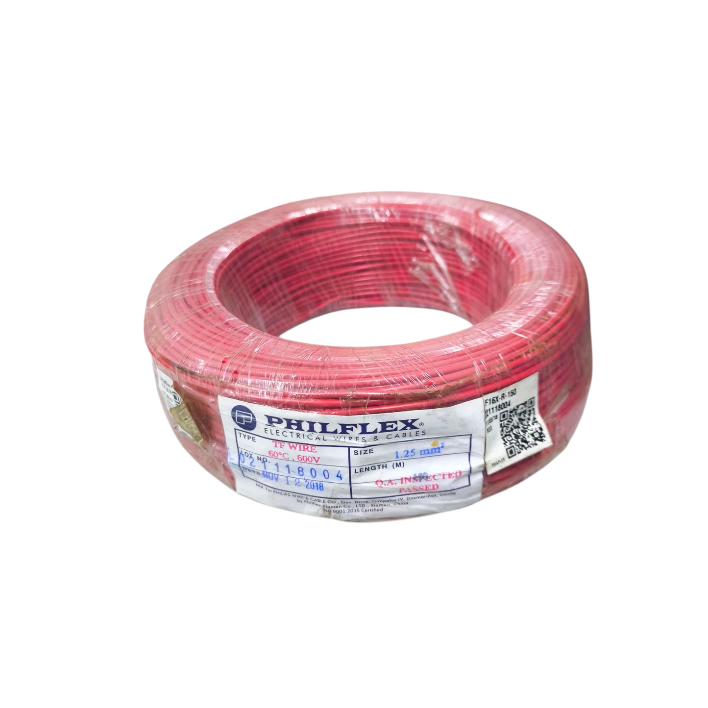 Philflex TF wire 16/7 1.25mm AWG 16, Hook Up TF wire 1.25mm Red PXTF16/7R 150 Meters Per Roll