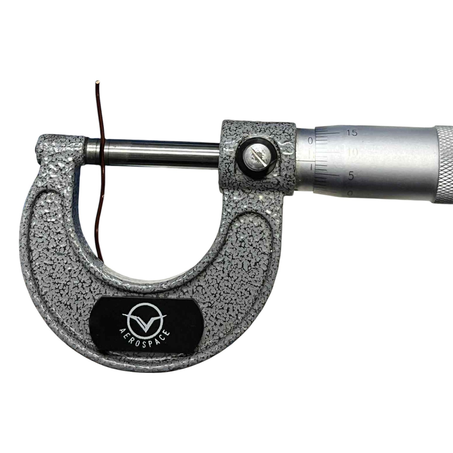 Micrometer with 'Aerospace' branding on a white background