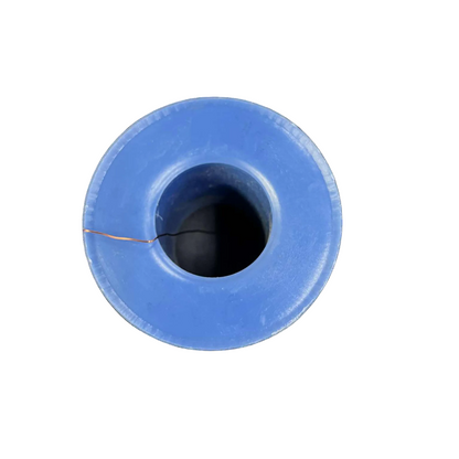 Blue spool of thread on a white background