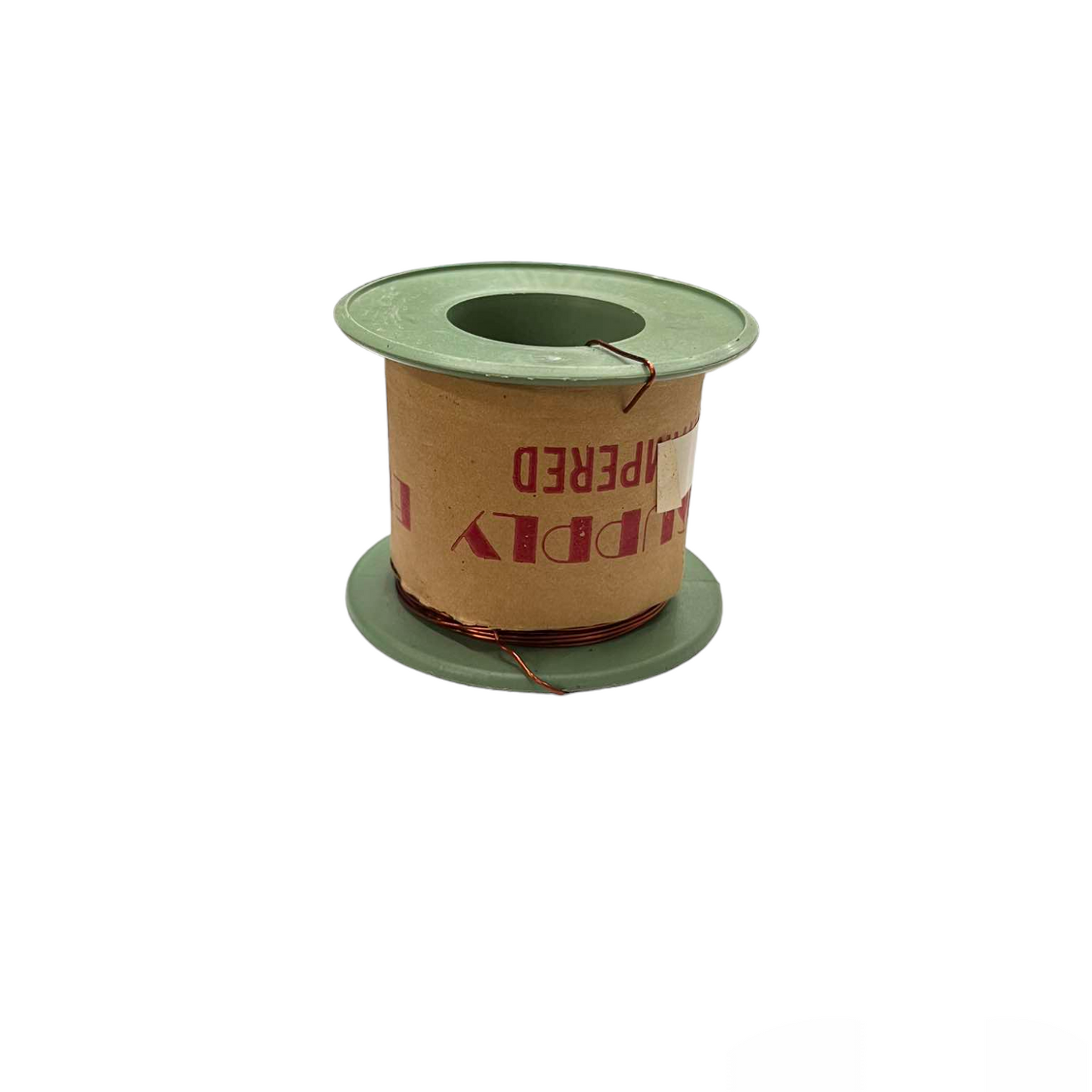 Spool of ribbon with a green top on a white background Philflex 50 Grams Magnet Wire AWG 22 Enameled Copper Wire 0.65mm Heavy Formix Approx 16.67 Meters Per Roll Electx Electrical Supply