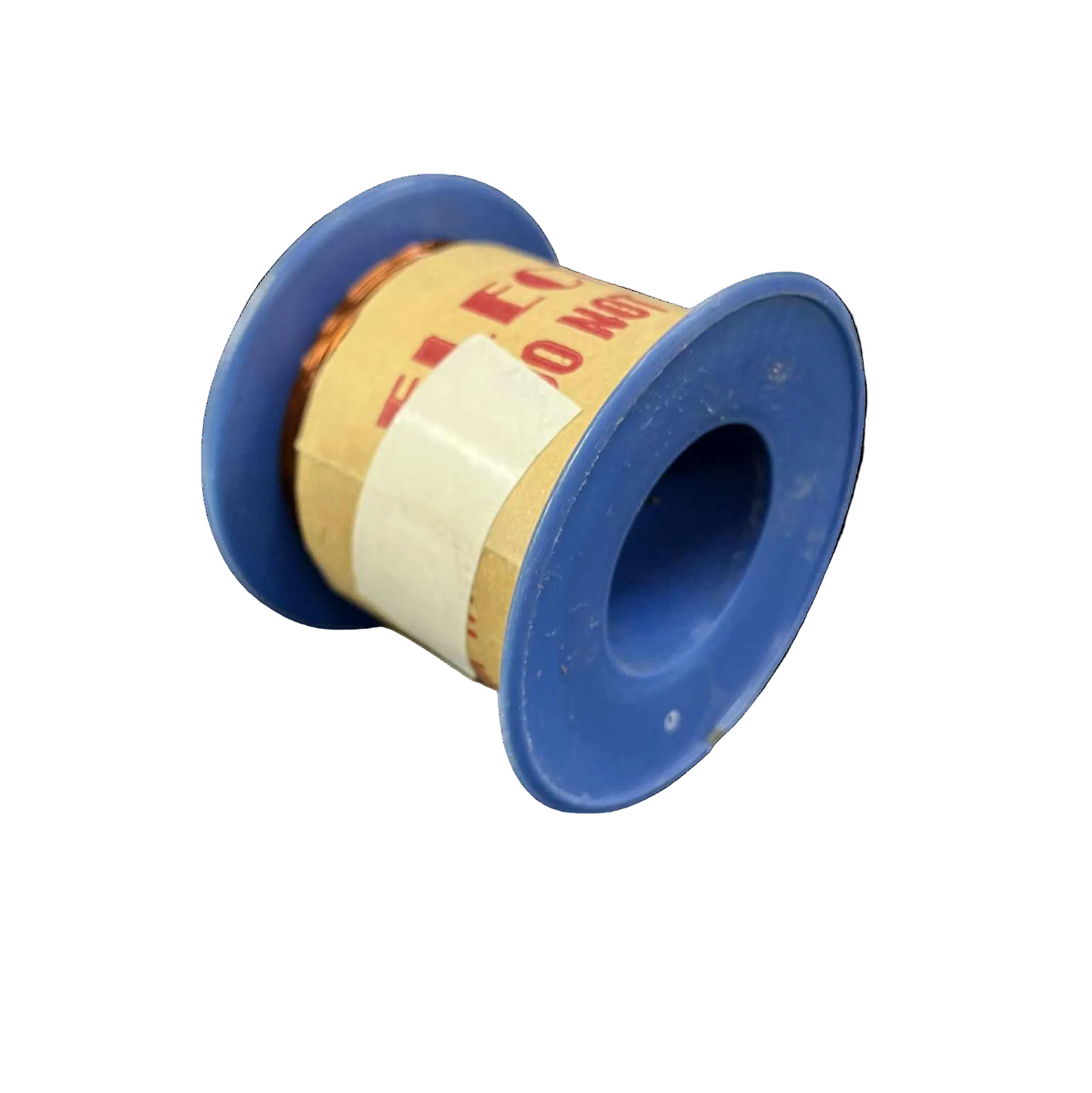 Spool of white tape with a blue plastic casing on a white background Philflex 600 Grams Magnet Wire AWG 26 Enameled Copper Wire 0.40mm Heavy Formix Approx 495.87 Meters Per Roll Electx Electrical Supply
